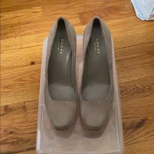 Gucci Tile Front Suede Heels